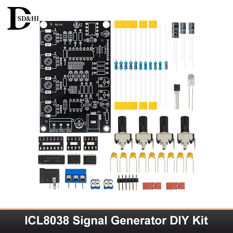 ICL8038 Signal Generator DIY Kit Sine/Triangle/Square Sawtooth 5Hz-400kHz Adjustable Frequency Amplitude DIY Experiment Kit