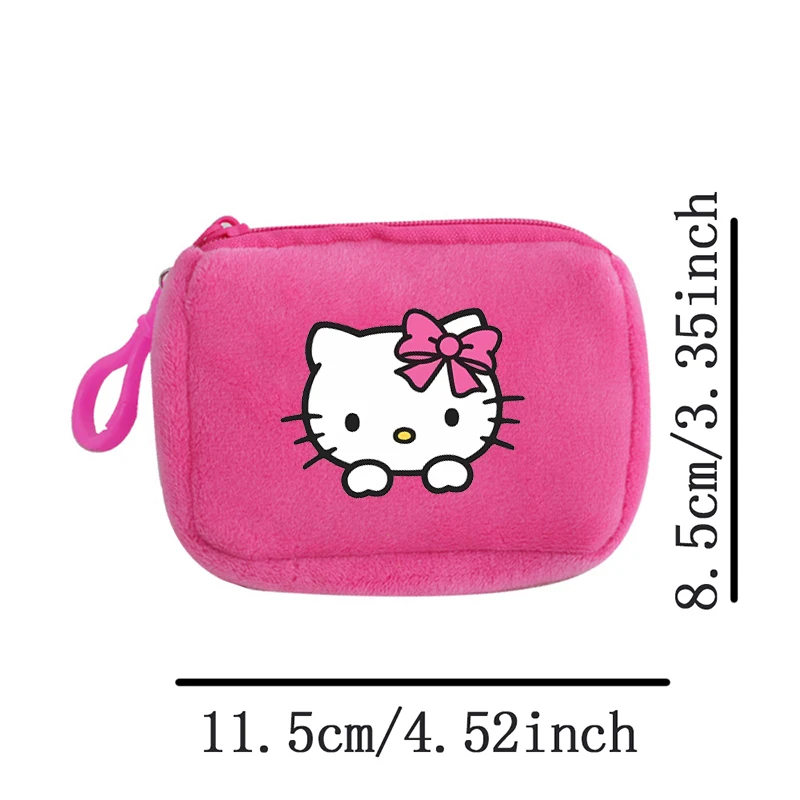 Hello Kitty portamonete in peluche Anime Sanrio Mini Bags Cartoon Square Printed Storage Bag Fashion Kids Handbags New Key Organizer