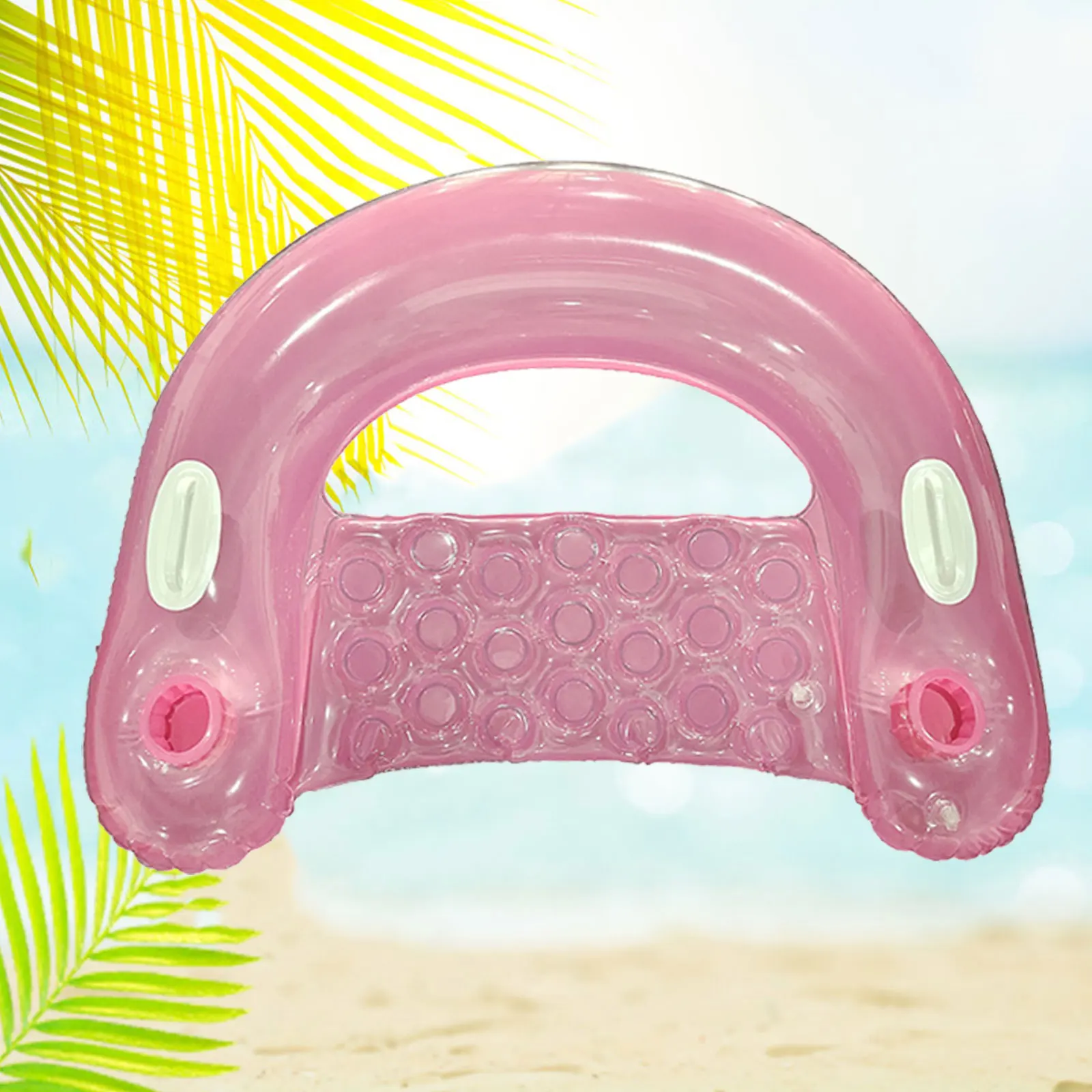 PVC Pool Water Floating Bed with Cup Holder and Repair Stickers Inflatable Beach Swim Reclining Chair Adult for Pool Party