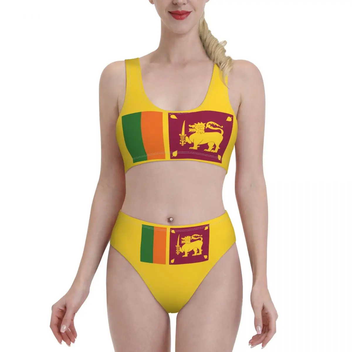 

Sri Lanka Flag Summer Bikini Sets Two Piece Swimsuit Bathing Suit Sport Swimwear Beachwear for Girl Women