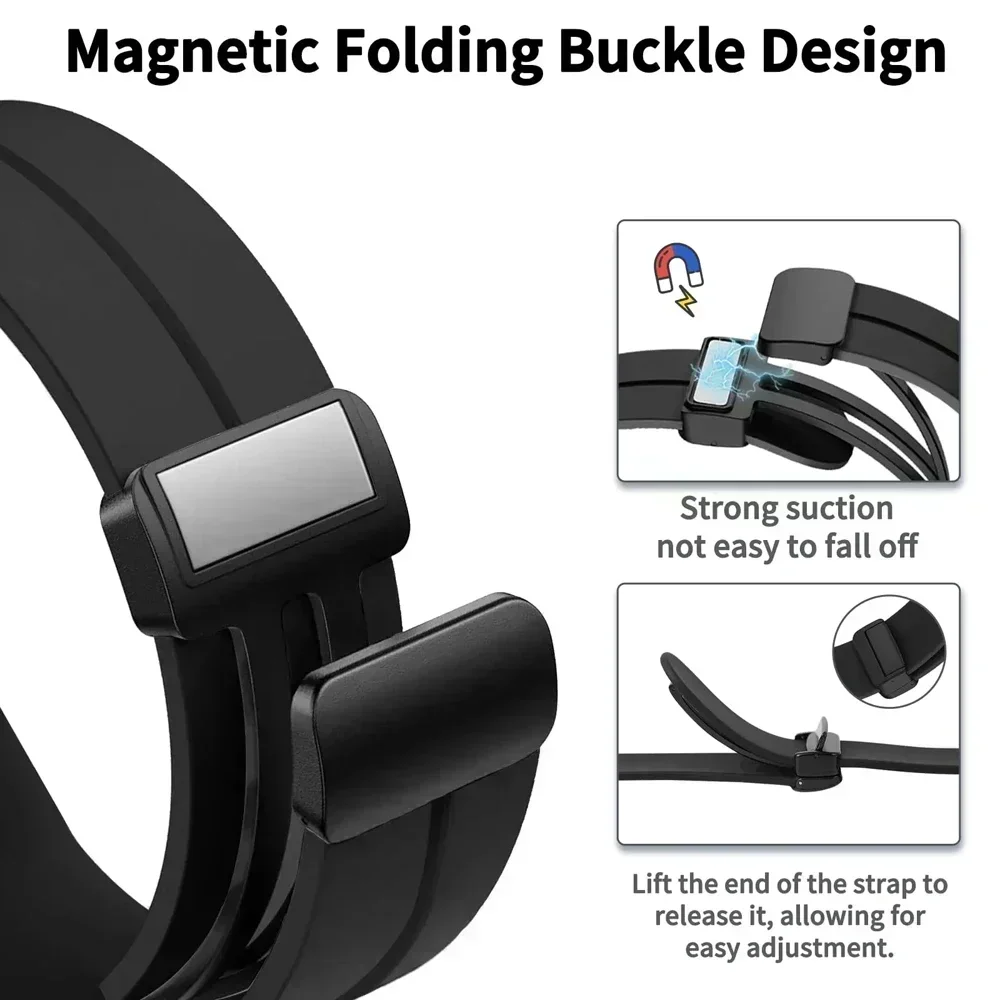 Silicone Strap For Omega X Swatch Joint MoonSwatch Planet Watch Band Metal Magnetic Buckle Wristband Replacement Bracelet Correa