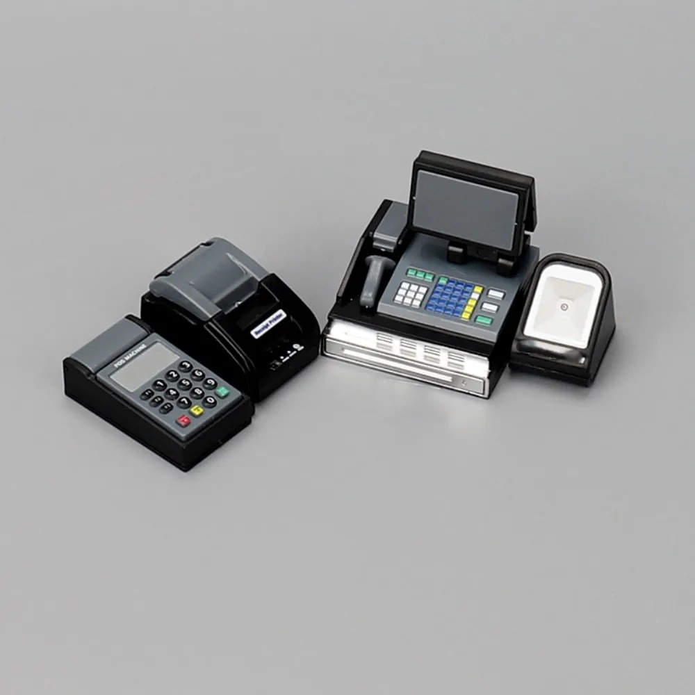 เครื่องคิดเงินจำลองขนาดเล็ก 1:6/1:12 สีดำเทา เครื่องคิดเงินจิ๋ว DIY สนุกๆ ร้านค้าปลีกขนาดจิ๋ว เครื่องรับบัตร