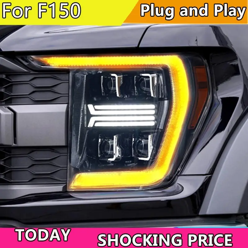 LED Headlight Assembly for Ford Raptor F150 2021-2023 Headlight Plug and Play with DRL Dynamic Turning Head lights