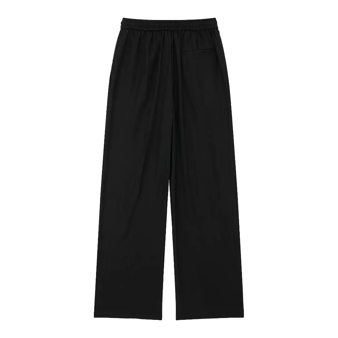 PB & ZA-Linen Straight Leg Pants for Women, Retro Stretch Waist Pocket, Casual Chic Female Trousers, New Fashion, Autumn, 2024