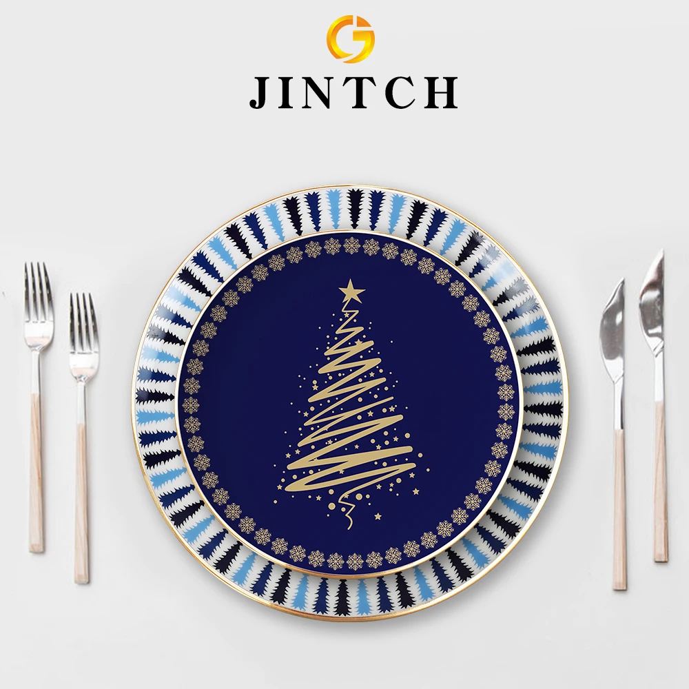 

Christmas and New Year bone china platesNordic breakfast salad dessert plates, coffee cups and saucers, milk cups