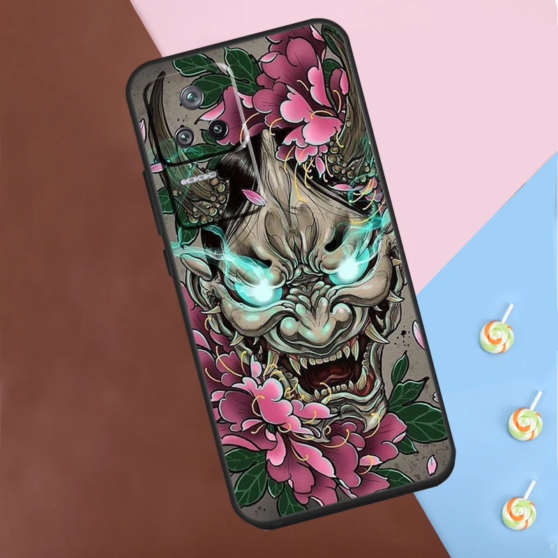 Japanese Oni Hannya Demon Mask Case For Xiaomi 13T Pro 14 12T 11T 12 13 Lite POCO F5 X3 X4 X5 X6 Pro M6 F3 F4 M5s Cover