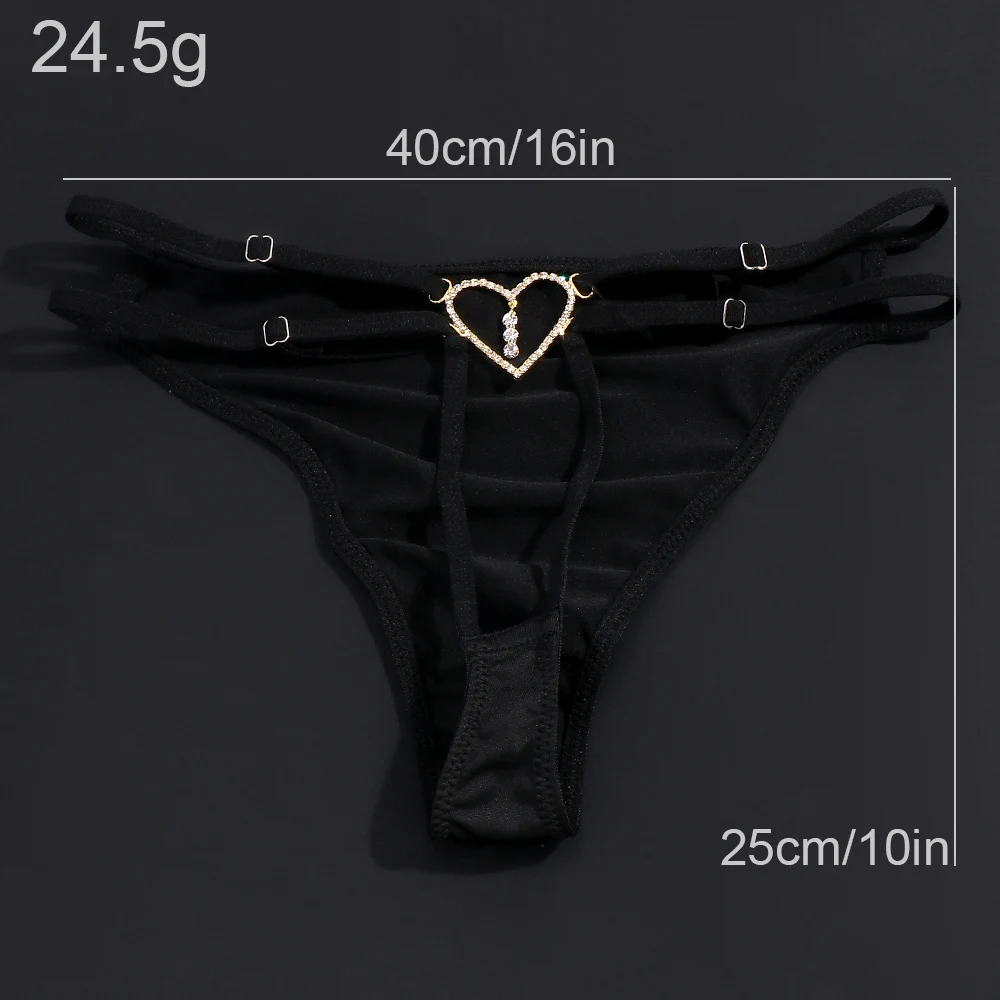 Heart Thong Swimsuit Panty Woman Bikini G String Rhinestone Night Erotic Fahion New Party Gifts Sexy Panties Female Body Outfits image 4