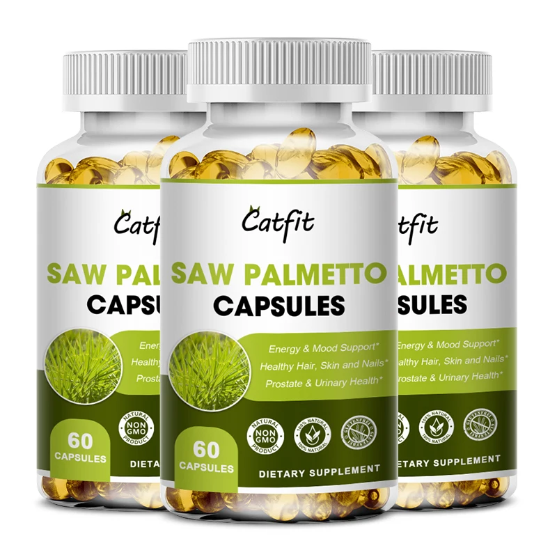 Catfit Saw Palmetto Biotin Capsules with Zinc Boosts Nitric Oxide Energy Stamina Hormones Balance Hair Thinning Beauty Health