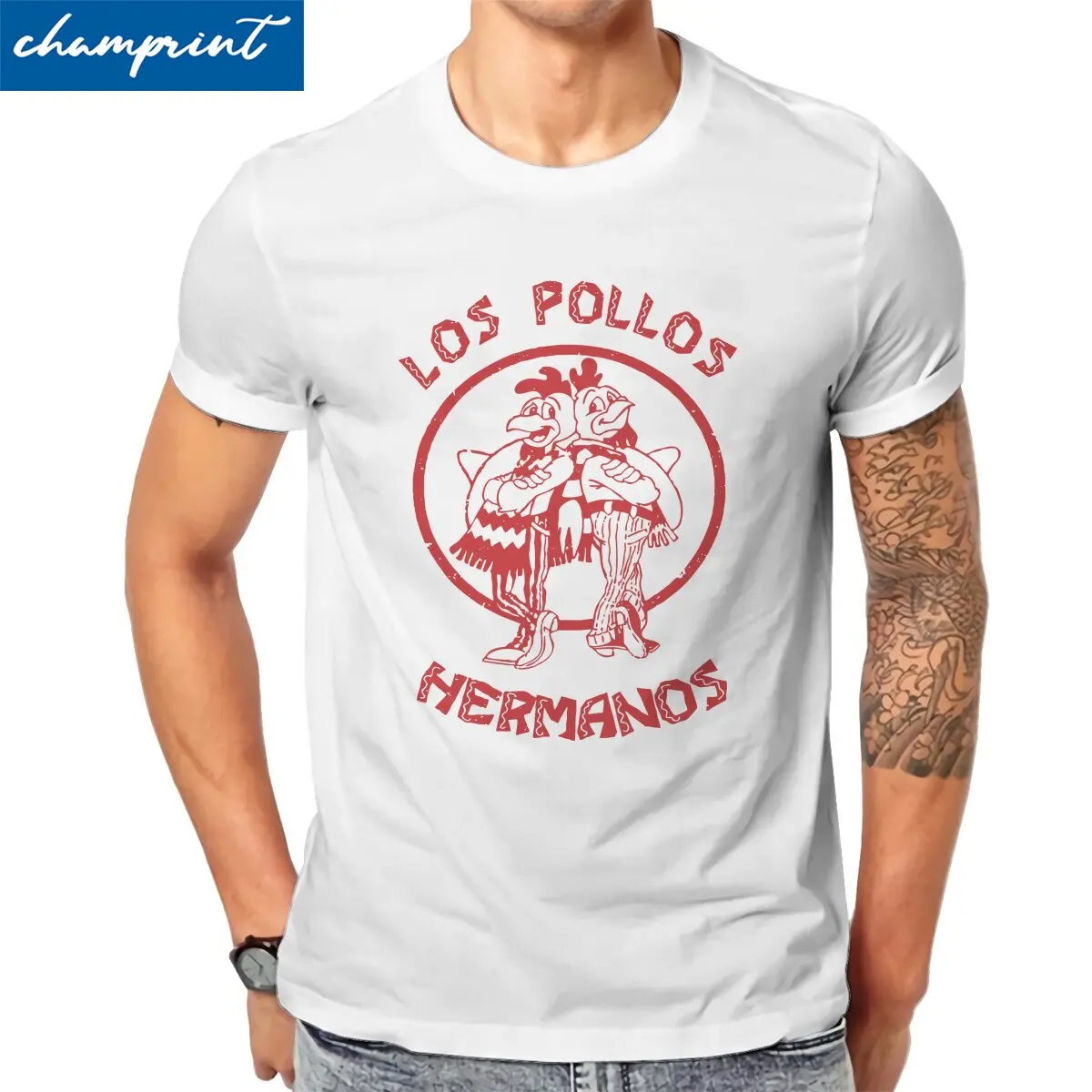 Funny Los Pollos Hermanos Breaking Bad  T-Shirt Men Crewneck Cotton T Shirt Chicken Brothers Short Sleeve Tees Printing Tops