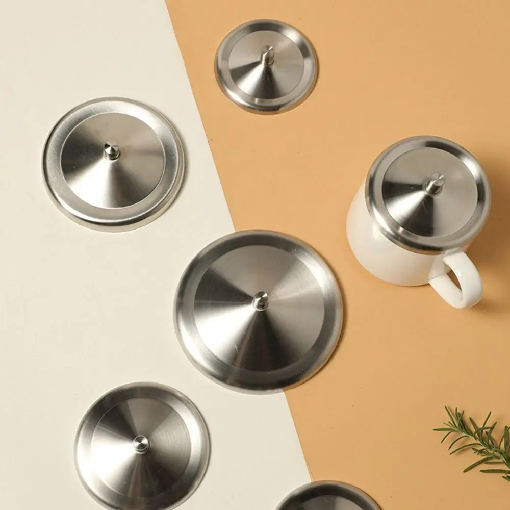 

8.5/9.3/10.2cm Stainless Steel Cup Lids Dust-Proof Durable Mug Cover Leakproof Drink Cup Lids Metal Mugs