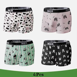 4Pcs/lot Hot Sexy Men Boxer Soft Breathable Underwear Men Lovely Cartoon Panties Print Man Boxershorts Homme Underpants