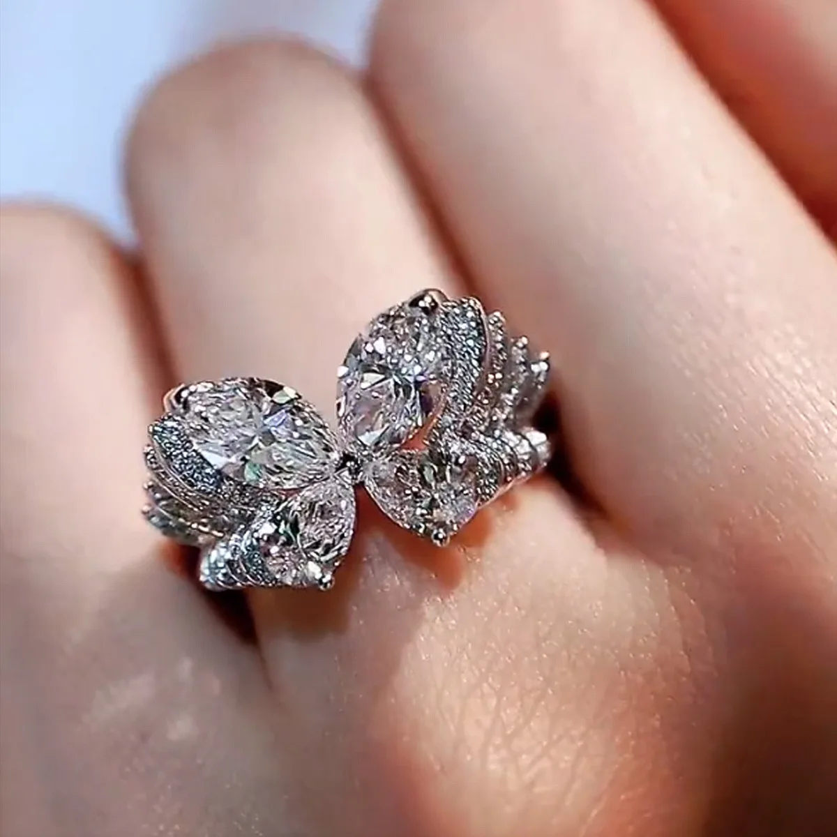 

Popular Designer 925 Silver Cross Rings Two-tones Black Gold Finger Band Inaly Pink Teardrop Tourmaline Infinity Women Jewelry