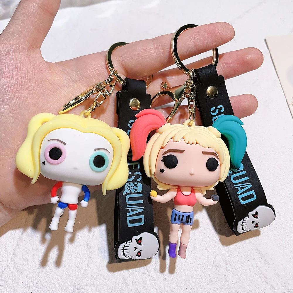 Suicide Squad The Joker & Harley Quinn Keychain Vinyl Action Figures Collection Model Toys for Children Christmas Gift