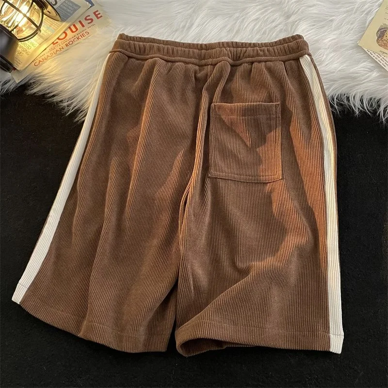 2023 Zomer Casual Y2k Shorts Voor Mannen Amerikaanse Retro Losse Rechte Korte Broek Mode Strip Contrasterende Kleur Gym Shorts