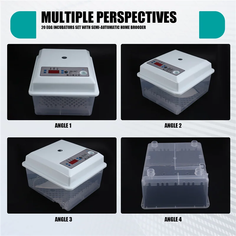 AT13 US Plug 20Pcs Egg Incubator Set For Small Scale Farming - Semi Automatic Chicken, Duck, Bird Egg Brooder