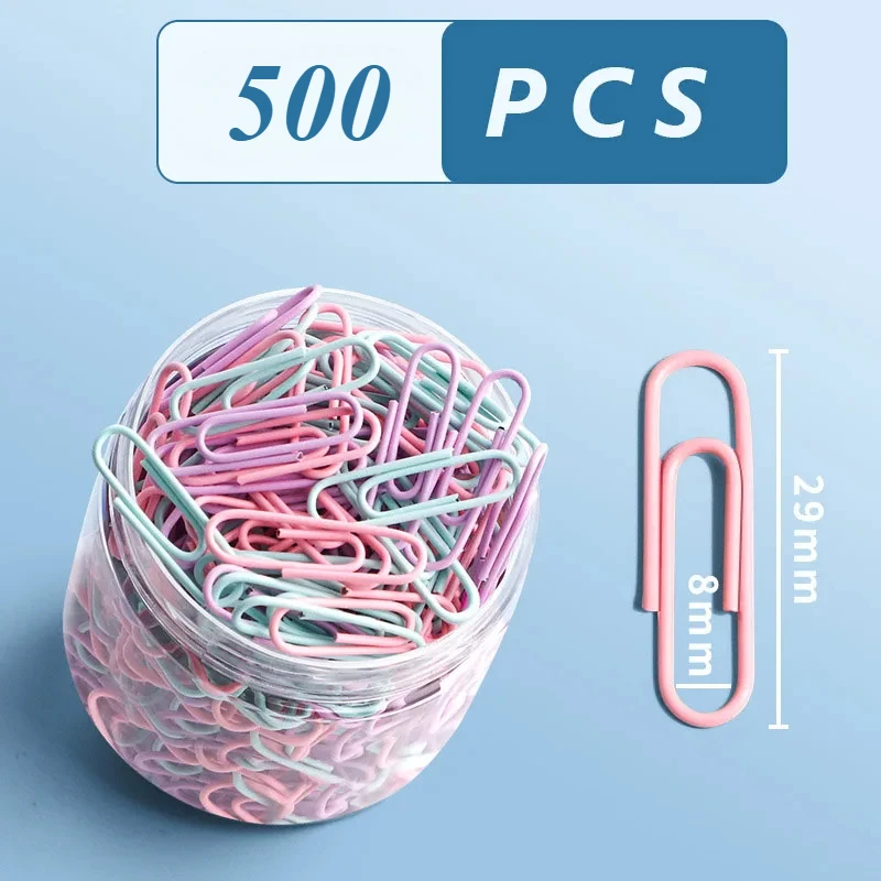 

500 pcs Color paper clips office supplies paper clip large file bookmark paper clip organizer stationery stainless steel