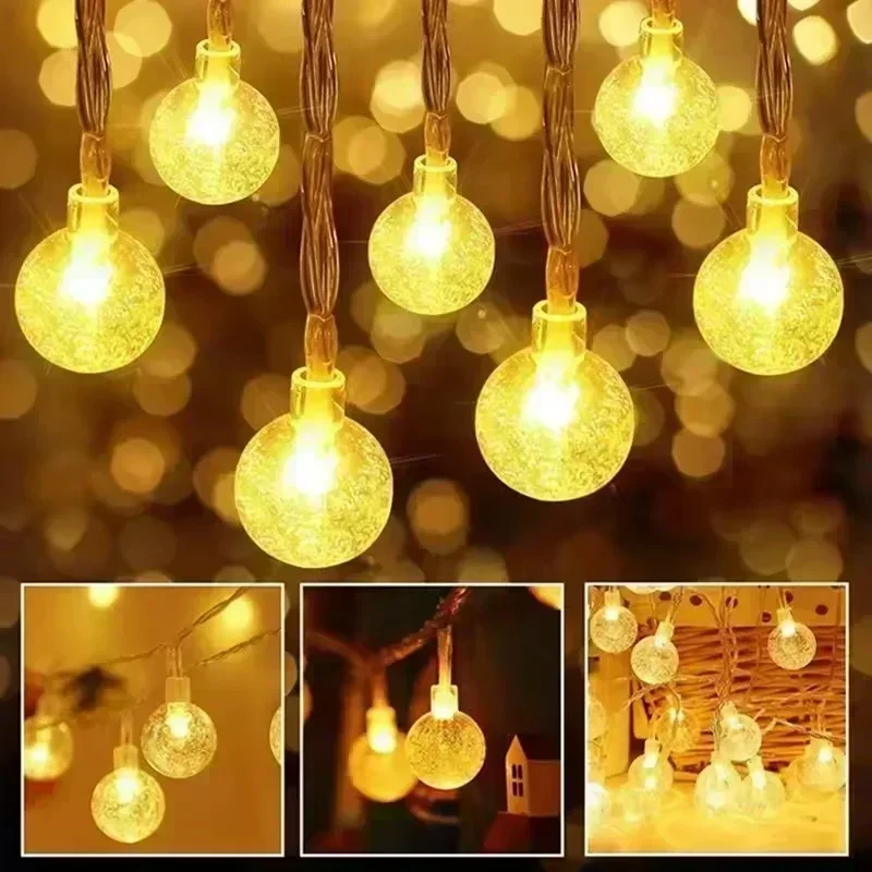 Battery Box Bubble Ball Light String Crystal Bead Ball Fairy String Light Wedding Party Christmas 1.5-3-6 Meters 10-20-40 Lights