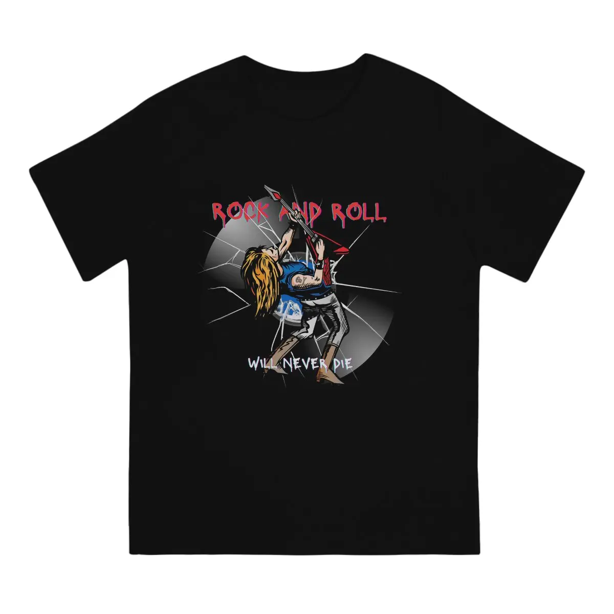 Rock And Roll Will Never Die T-Shirt Men S-Scorpions Humorous Pure Cotton Tees Crew Neck Short Sleeve T Shirt Birthday Gift Tops