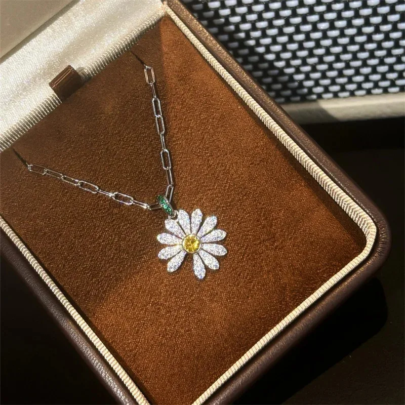 

SENLIN 2026 Flower Shape Necklace 925 Sterling Silver Jewelry 3A Cubic Zirconia Party Necklace