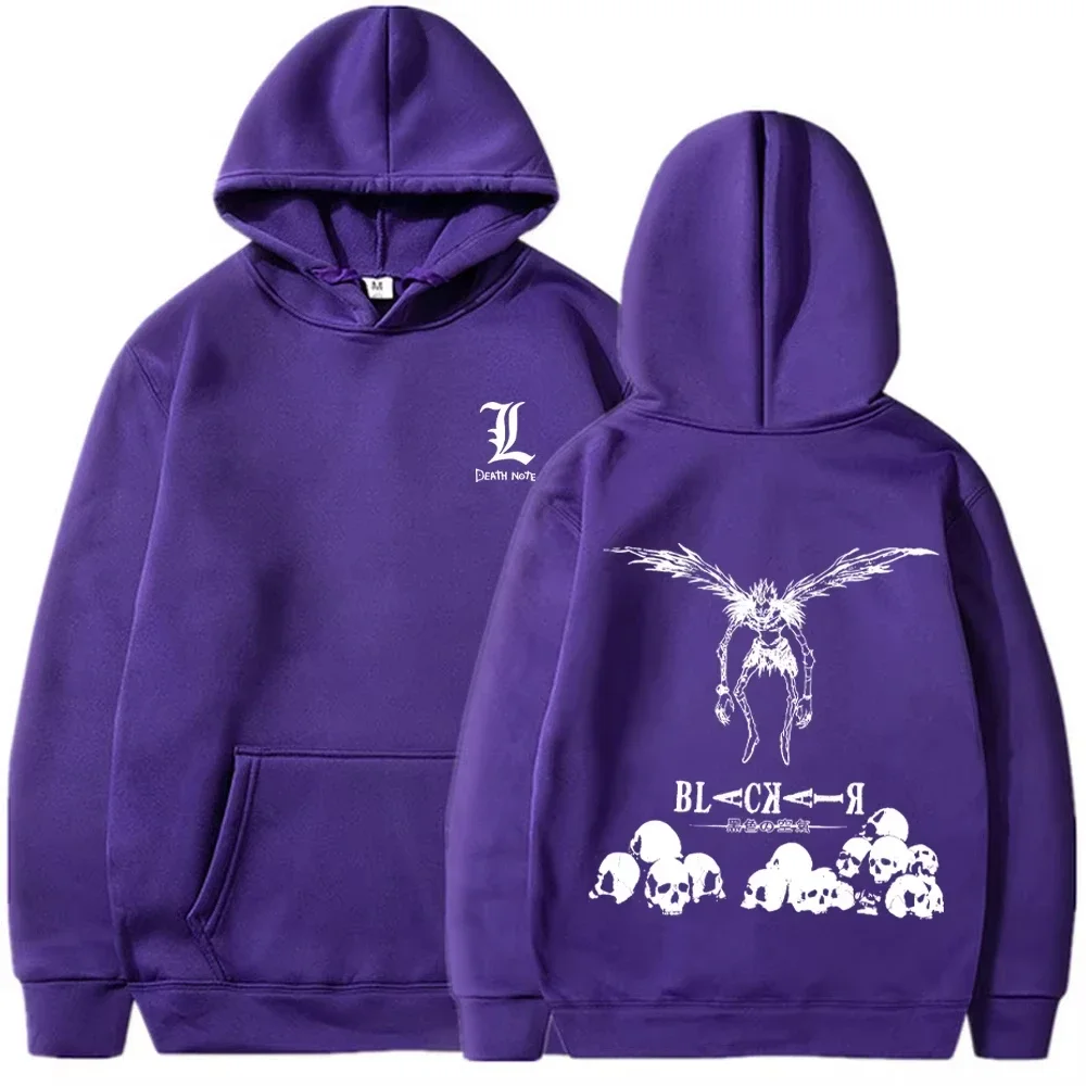 كنزات Y2k مطبوعة بهيكل عظمي للرجال والنساء لعام 2025 بلوفر هاراجوكو مانغا على الطراز القوطي ملابس هيب هوب ملابس خروج للخريف مذكرة الموت أنيمي Ho