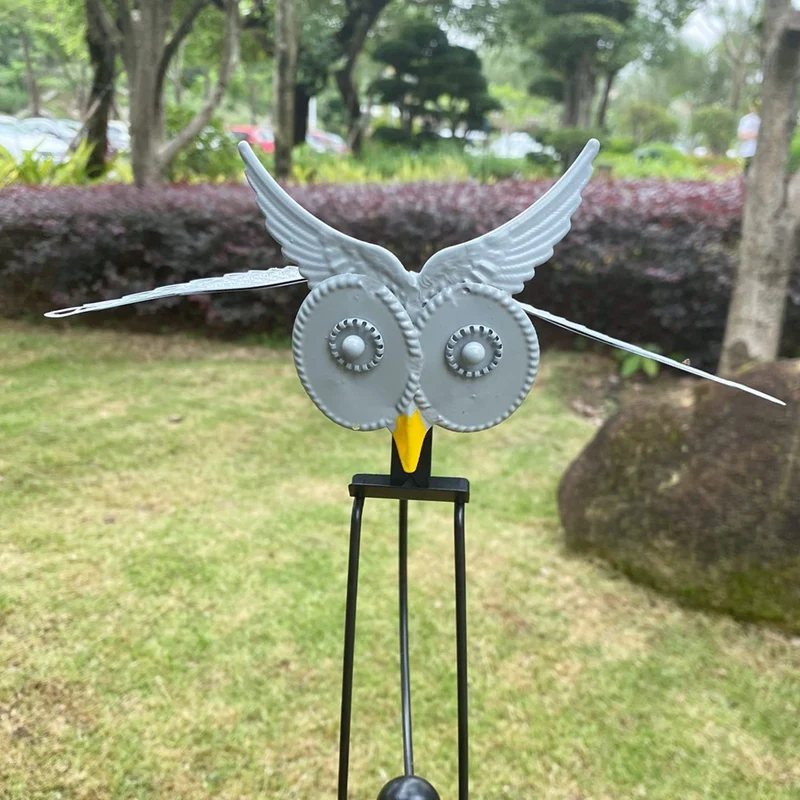 Metal Owl Wind Spinner 3D Owl Metal Windmill Yard Wind Catchers Owl Metal Pinwheel Outdoor Yard Patio Garden Decoration