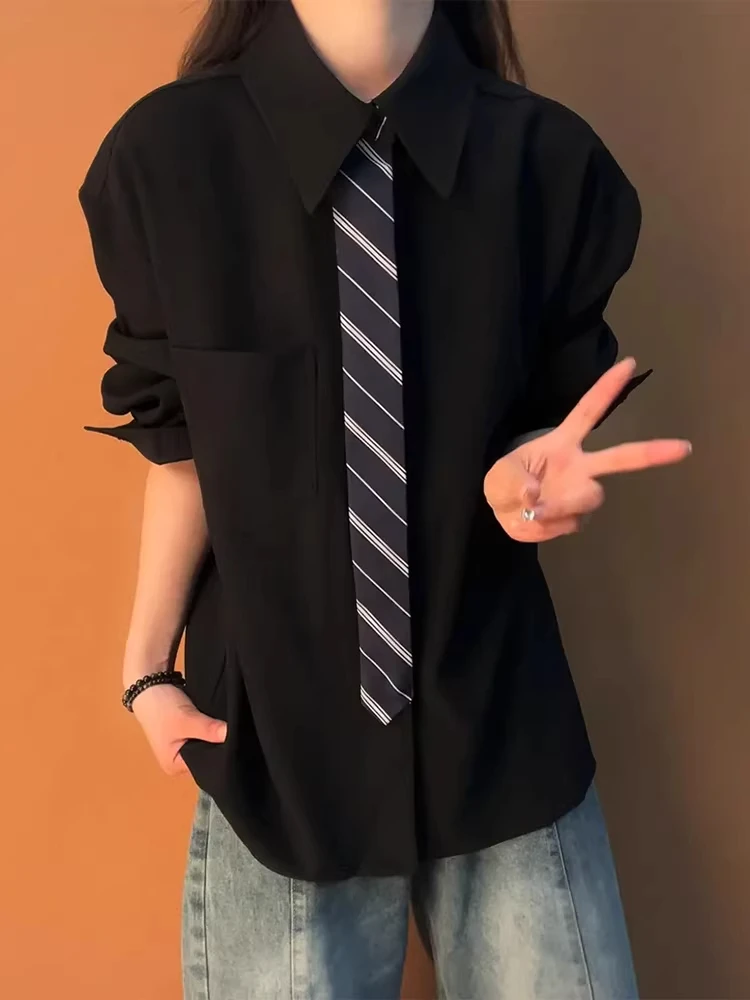 

Мужская весенняя рубашка с длинным рукавом в стиле пэчворк, с воротником, для многослойного ношения, повседневная, модная, в университетском стиле