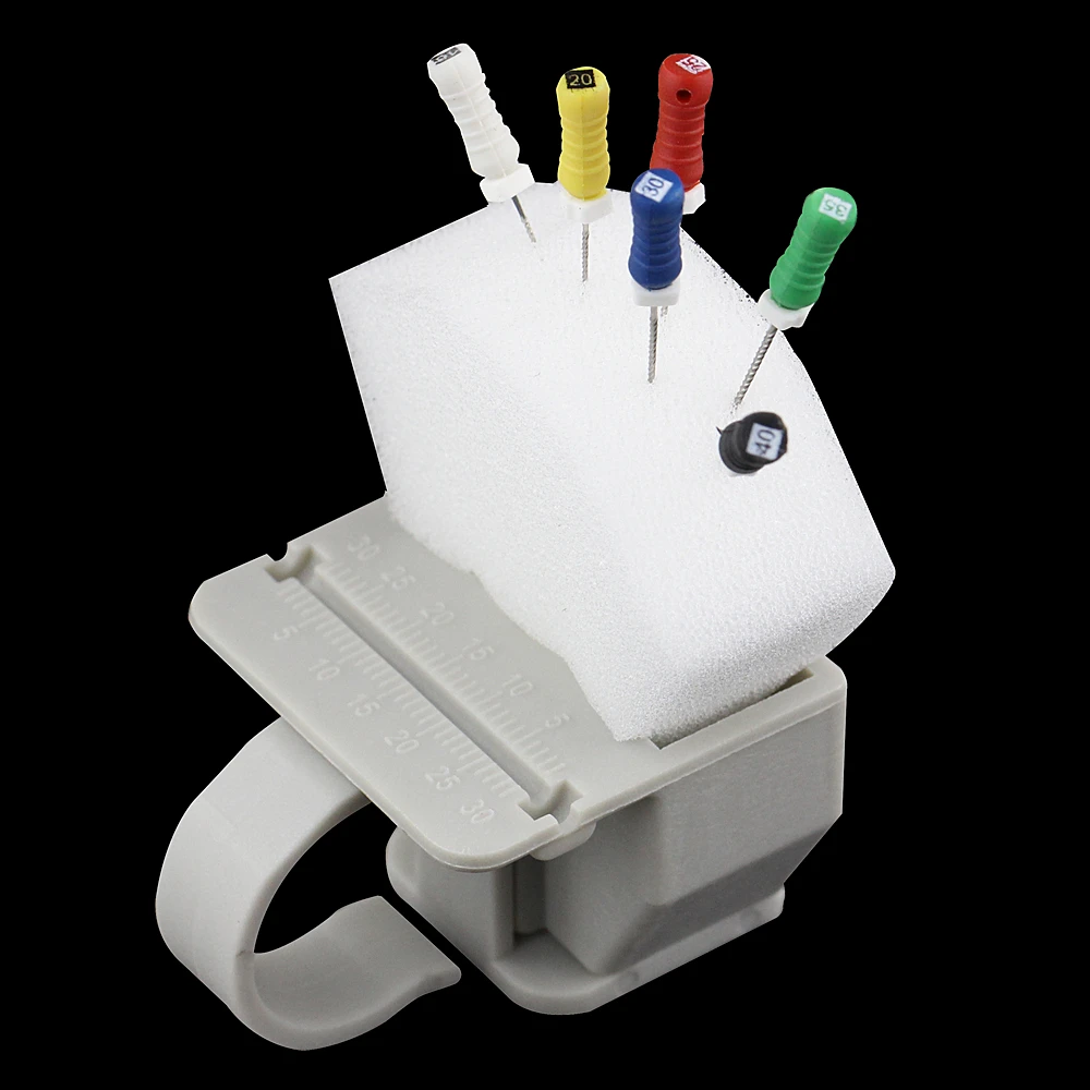 1Set Dental Measuring Endodontic File Finger Ring Ruler Autoclavable Holder & Endo Oral Cleaning Sponge Dentistry Lab Tools