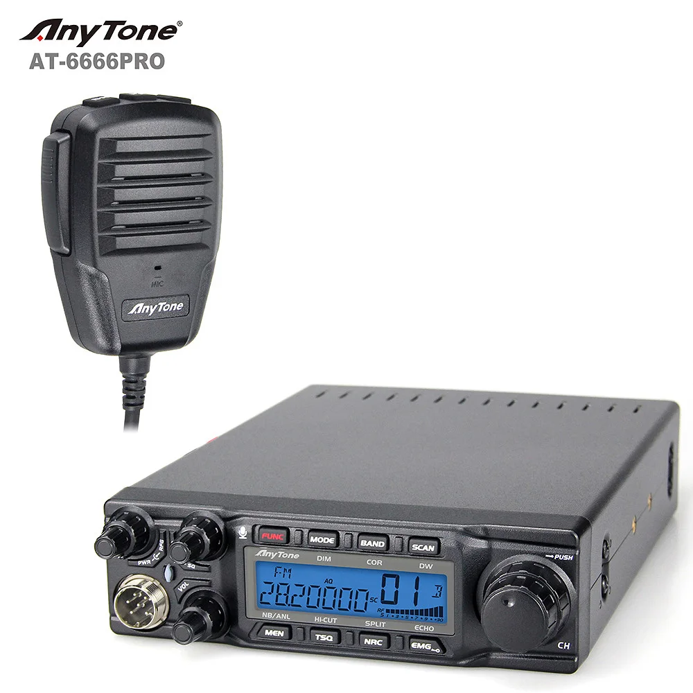 2024 NEW ANYTONE AT-6666PRO CB radio 28-29.7MHz AT-6666PRO  10METER AMATEUR RADIO 40CH 80W car radio