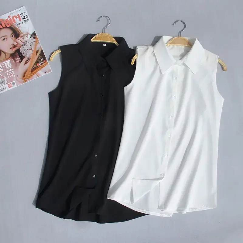 Women Blouse Summer  Sleeveless Chiffon Shirt White Shirt Vest Blusas Ropa De Mujer