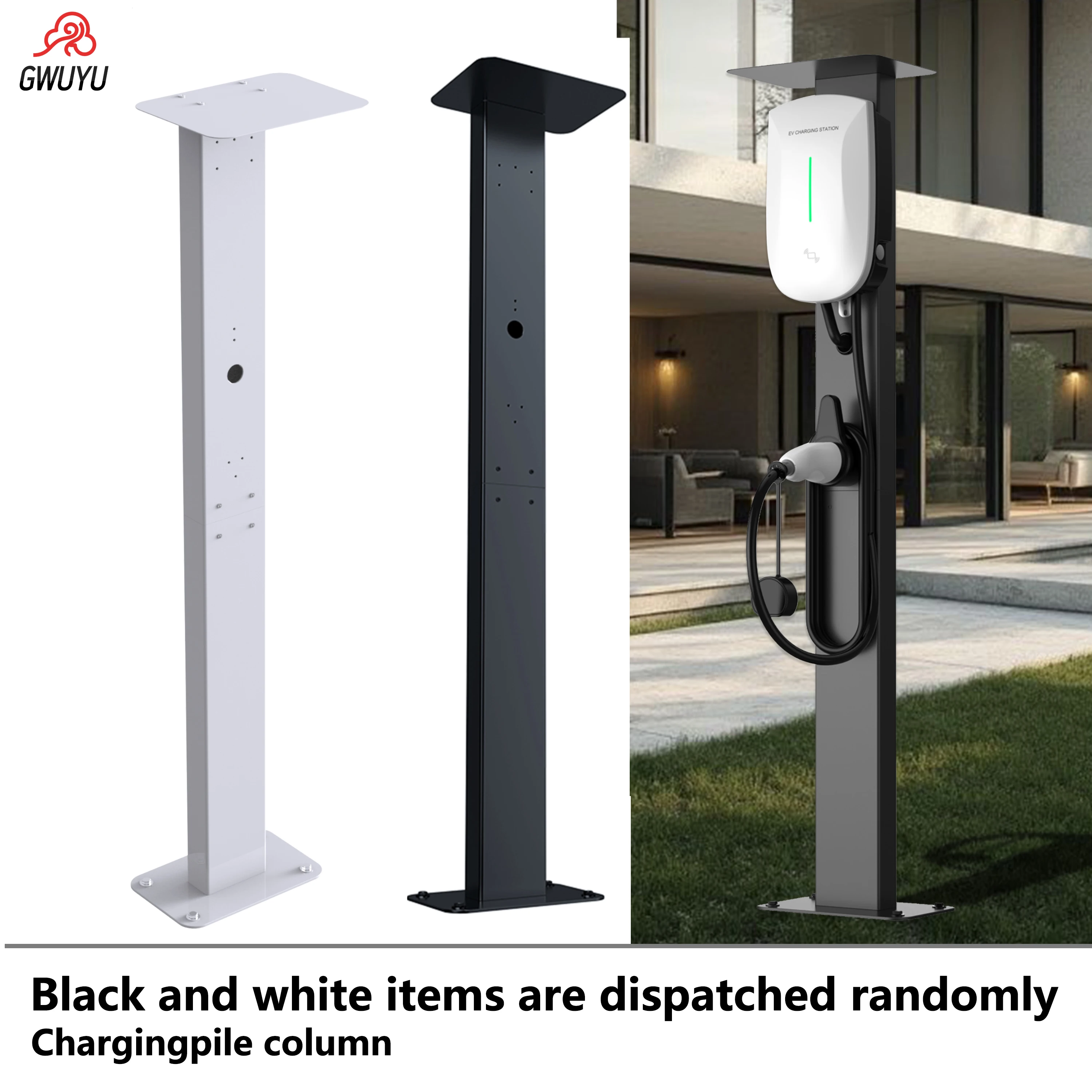يتم شحن محطة شحن السيارة الكهربائية المصنوعة من سبائك الألومنيوم GWUYU مثبتة على الحائط باللونين الأبيض والأسود بشكل عشوائي