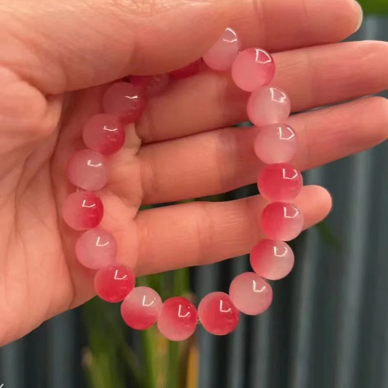 New10mm Glossy Multiple Colors Glass Round Beads Bracelets for Women Temperament Jewelry Accessories Girlfriend's Gifts