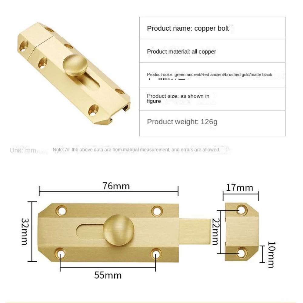 Modern with Screws Door Bolt Polishing Solid Sliding Bolts Door Lock Hardware Thickened Anti Theft Bolt Toilet