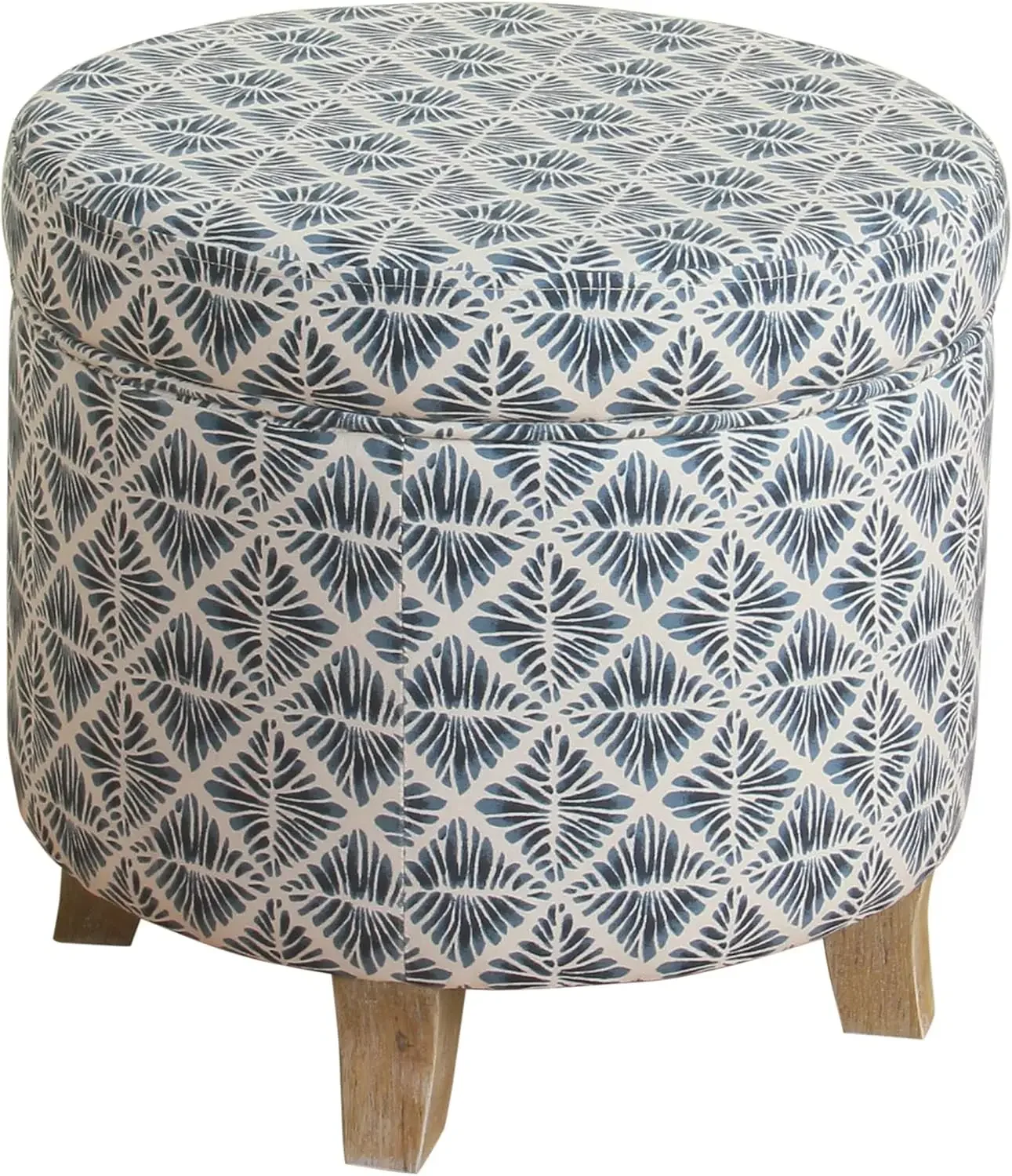 

Homepop Home Decor | Upholstered Round Storage Ottoman | Ottoman with Storage for Living Room & Bedroom with Flared Legs, Navy