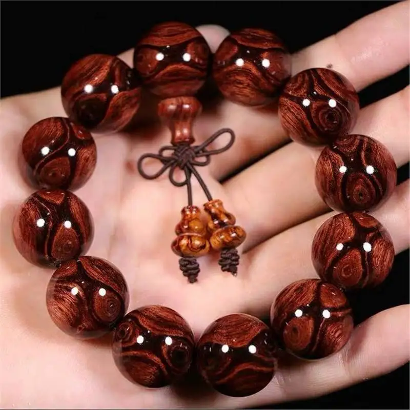 

Authentic Hainan Huanghua Pear Bracelet2.0Ghost Face Ghost Eye Bracelet Sea Yellow Purple Oil Pear Buddha Beads108Wooden Men and