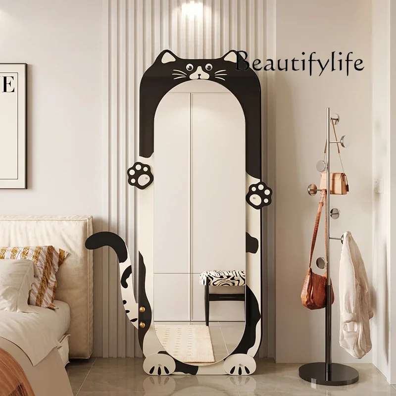 

A Cow cat full body floor full-length mirror home bedroom non-deforming fitting mirror high-end feeling wall hanging