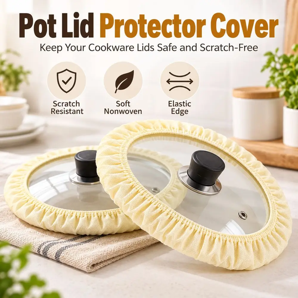 Non Woven Fabric Pot Lid Protective Cover Anti Scratch Anti Collision Pan Lid Cover Dustproof Elastic Edge Pot Lid Dust Cover