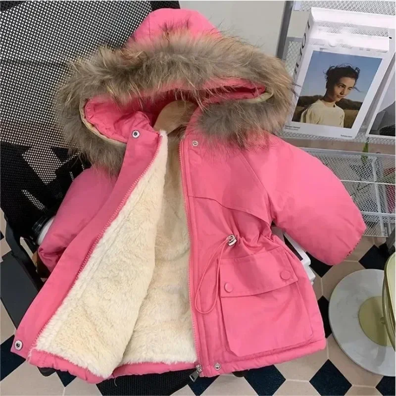 

New Winter Girl Jackets Baby Cotton-padded Jacket Kids Thickened Parkas Children Girls Cashmere Coat Children Baby Jacket 2to9y