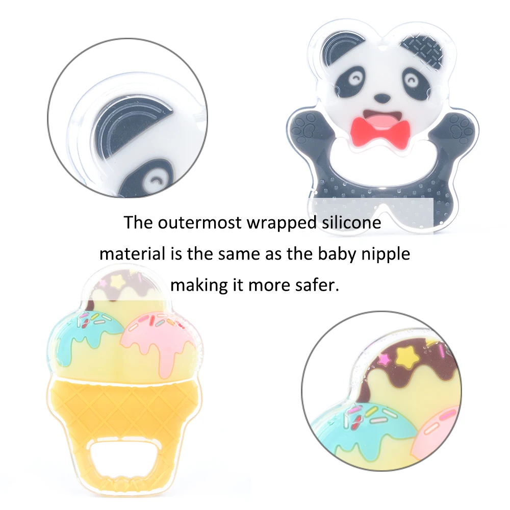 LOFCA 액체 아이스크림 실리콘 Teether 아기 teething DIY 씹는 목걸이 펜던트 식품 학년 실리콘 BPA 무료 Pacifier 클립 체인