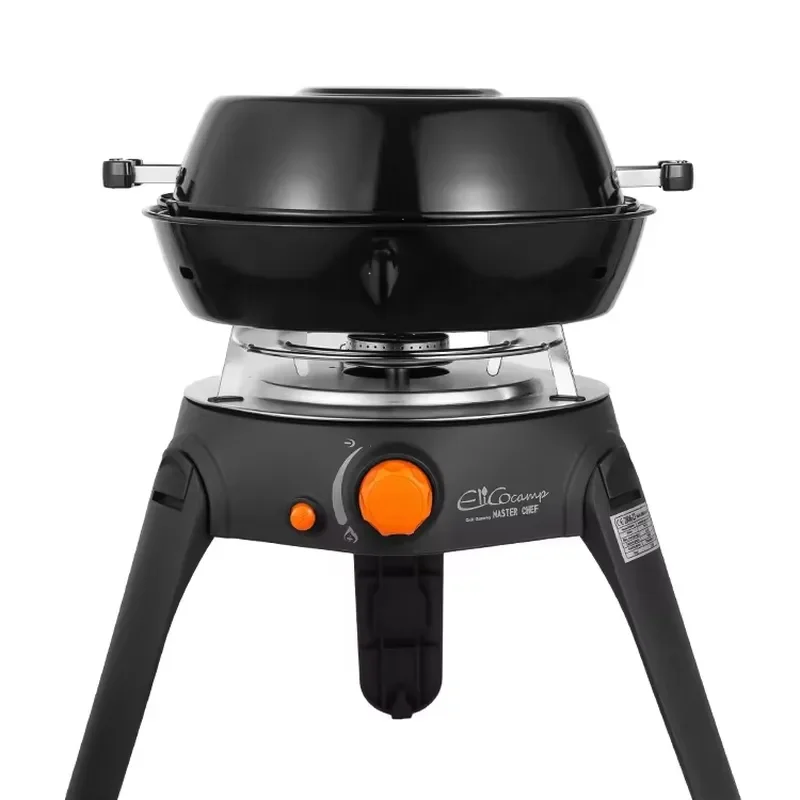 Portable Foldable Split Stainless Steel Propane Butane Gas Stove Set for Outdoor Camping Picnic Cooking Lightweight Windproof
