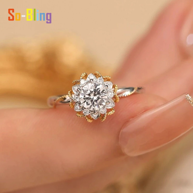 So-Bling 1ct مويسانيتي خاتم Tengman روز 925 فضة المشاركة خواتم الزفاف للنساء مجوهرات هدية #2