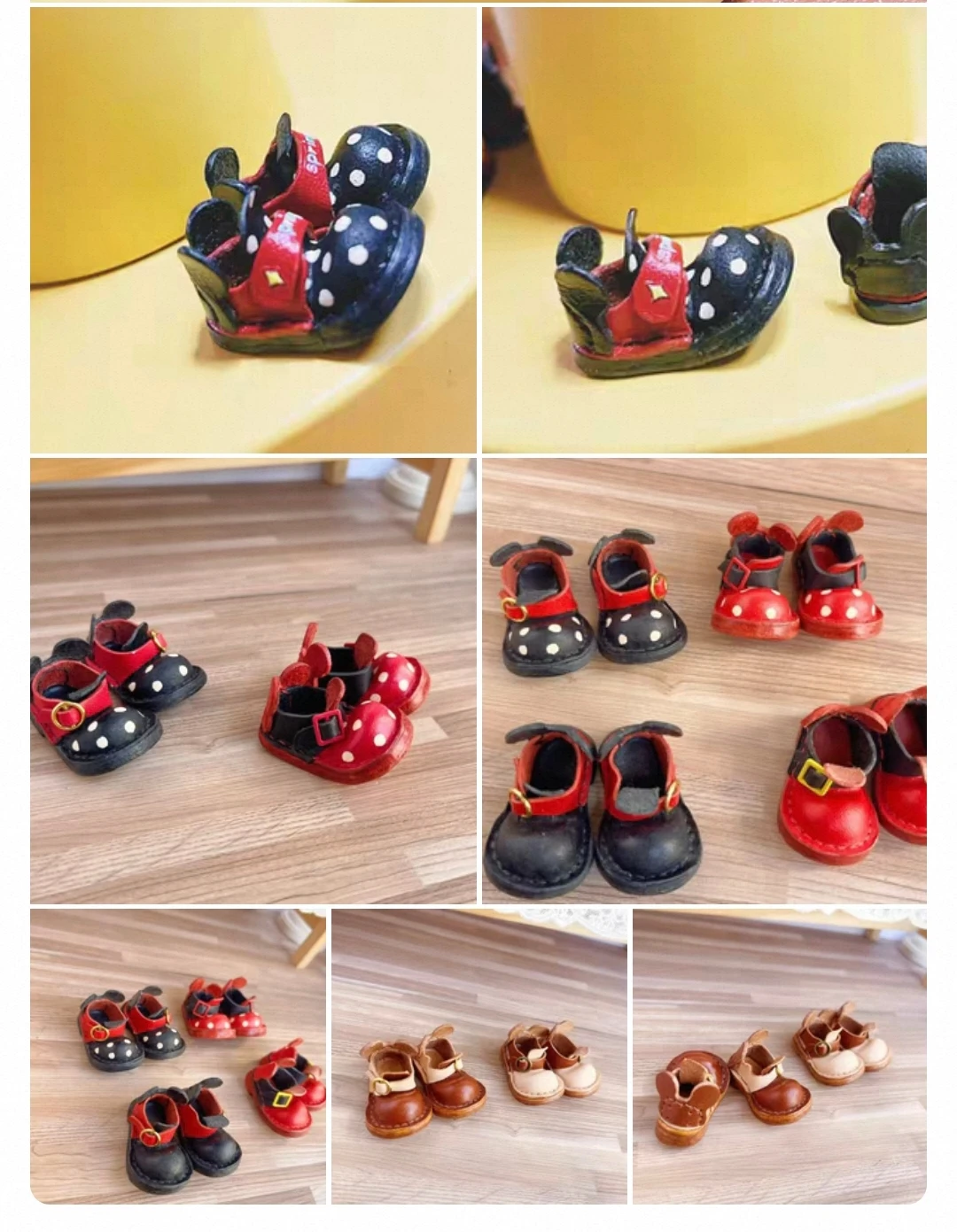 

Dula Doll Black and red polka dot big toe leather shoes for ob11 Josh Blythe ob24 ob22 body Landoudou Landazz Doll Made To Order