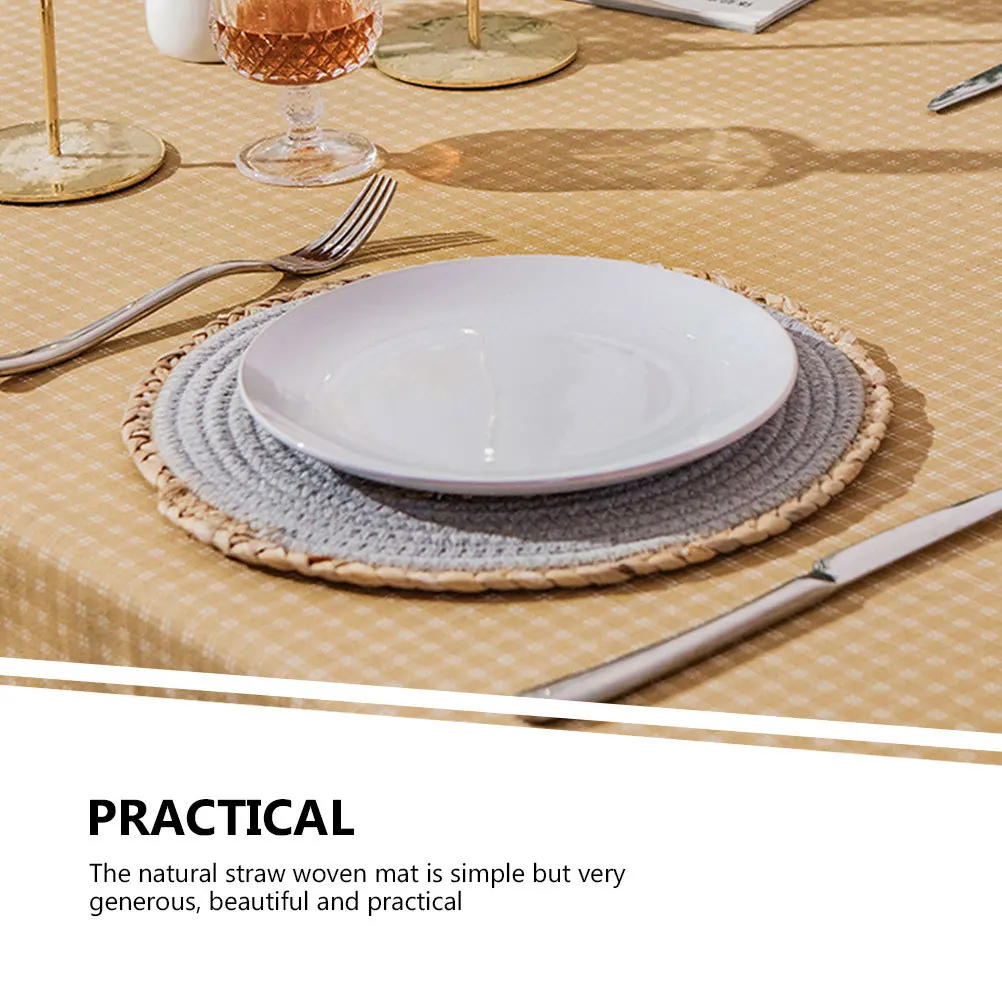 

2Pcs Heat-Resistant Round Straw Placemat Table Mats Woven Decorative Insulation Place Mats for Kitchen Dining Farmhouse Decor