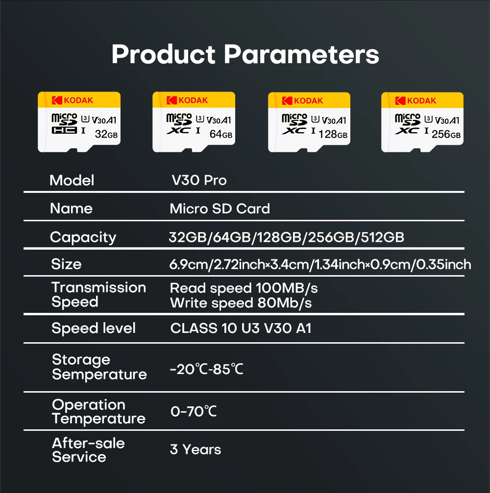 KODAK Micro SD TF-Karte 256 GB 64 GB 32 GB Speicherkarte 128 GB Klasse 10 Microsd SD-Karte 100 MB/S UHS-I A1-Karte für Telefon/PC – Detail 10