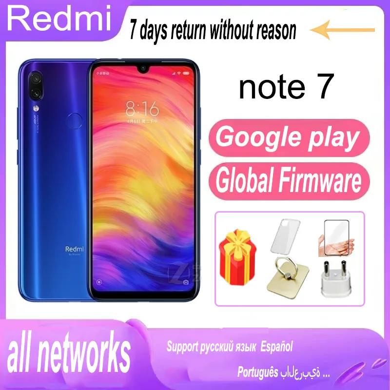 

Smartphone Xiaomi Redmi Note 7 Global firmware 6G 64G Cell Phone Cellphone Original used phone