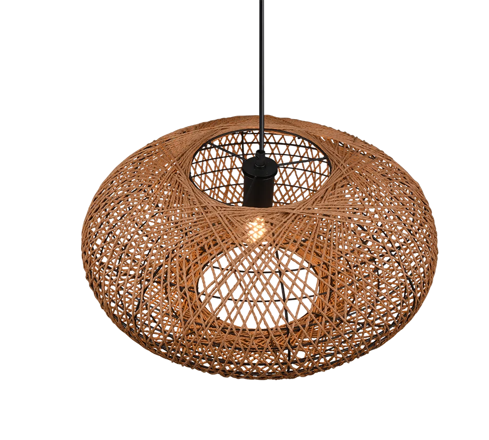Afbeelding 3: Lampophanging, metaal en sisal, zwart, D 52cm, Hedda