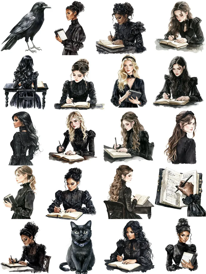 Pegatinas de lectura negras para niña, manualidades y pegatinas para álbum de recortes, juguetes para niños, pegatinas decorativas para libros, papelería DIY