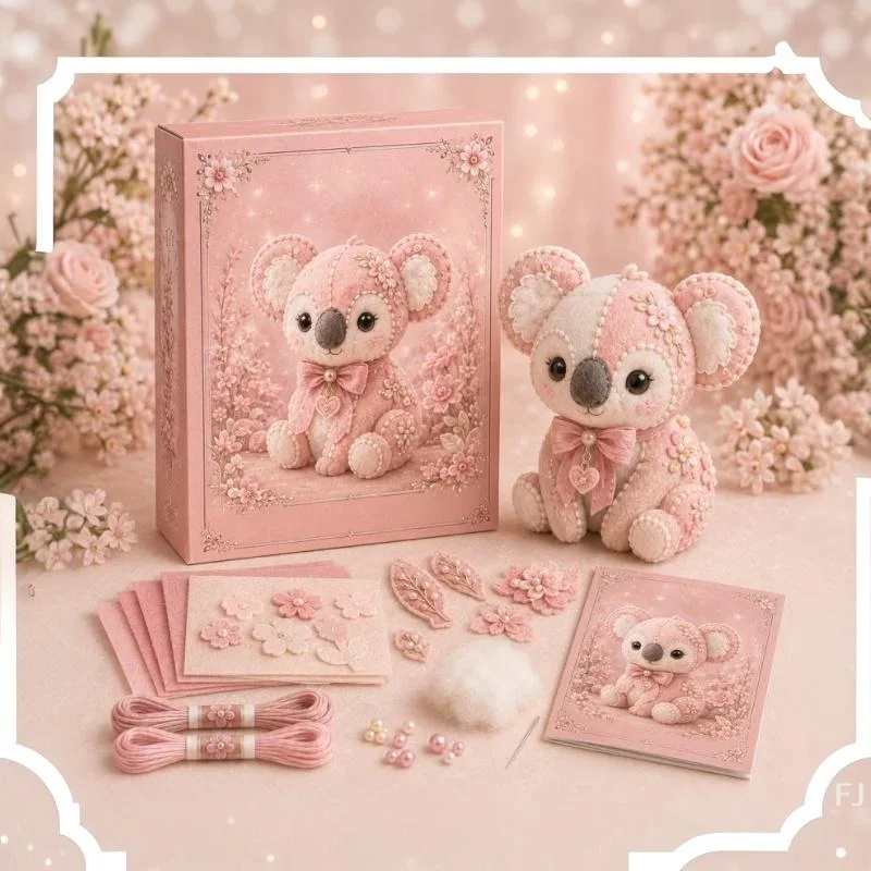 Pink Forest Friends DIY Patchwork Collection, All-Inclusive Sewing Kit To Make Cute Woodland Animals, Household Hobby Decor Gif