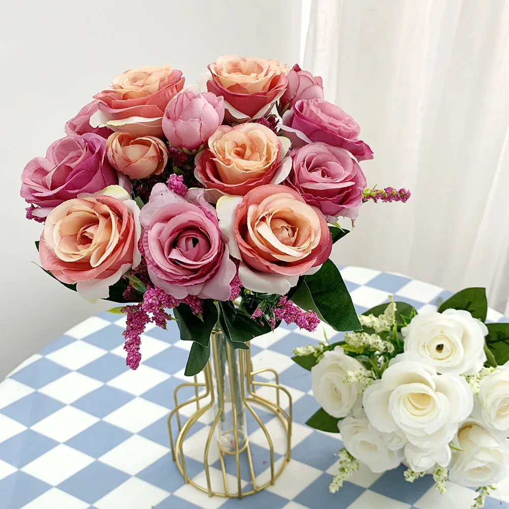Künstliche Pfingstrose, rosa Rosen, Blumenstrauß, Seidenblumen für Hochzeit, Schreibtisch, Zimmer, Party, Blumenstrauß, gefälschte Blumenarrangements, Heimdekoration – Detail 8