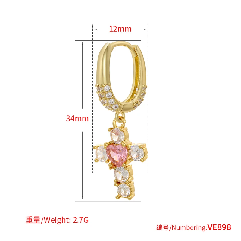 ZHUKOU 3 stili pendenti orecchini orecchini pendenti vergine maria orecchini croce moda Cubic Zirconia gioielli all\'ingrosso VE897