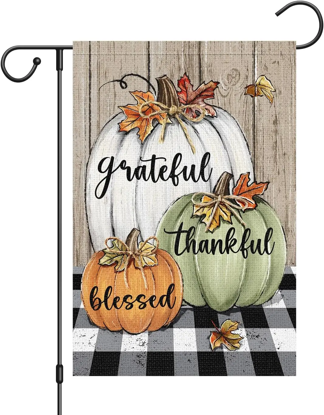 Louise Maelys Thanksgiving Fall Garden Flag 12x18 Inch Grateful Thankful Blessed Double Sided Welcome Small Burlap Autumn Yard F